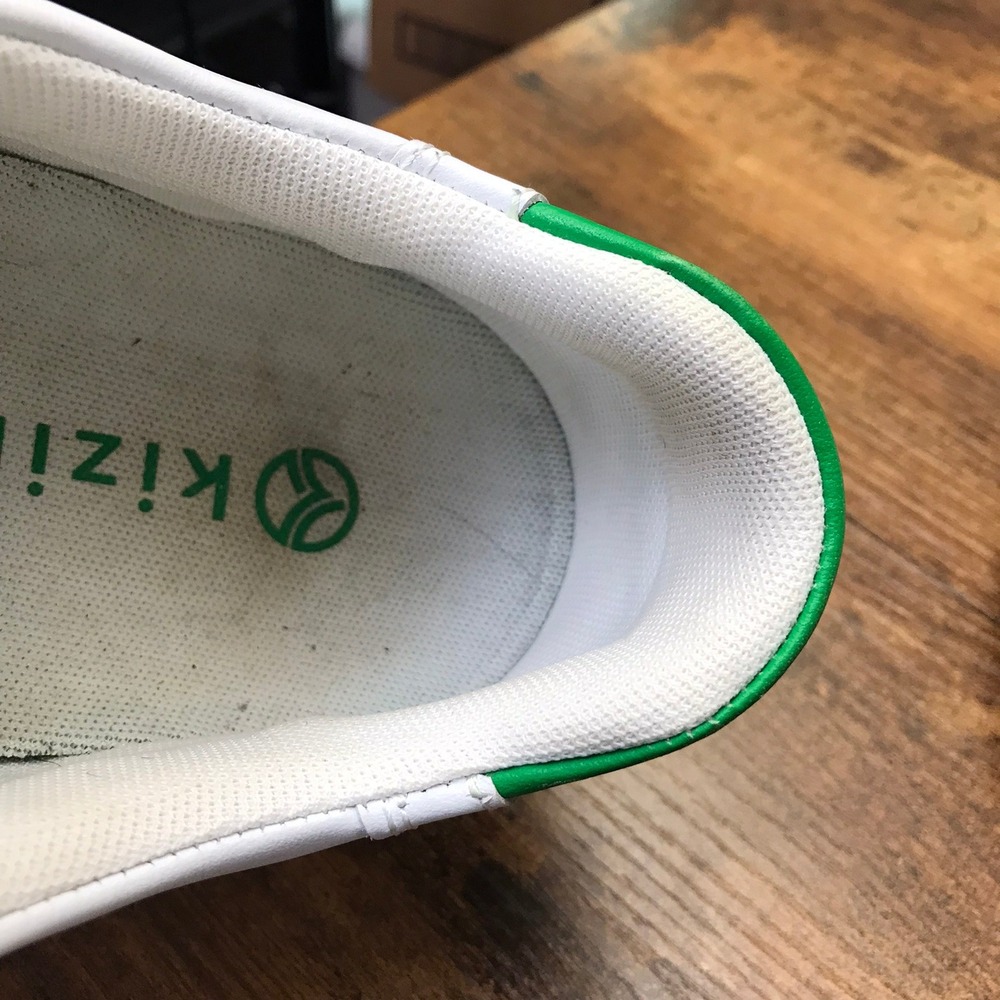 Kizik Vegas Sneakers M 11 W 12.5 White Green Leather Hands-Free Slip On Shoes - Picture 16 of 16